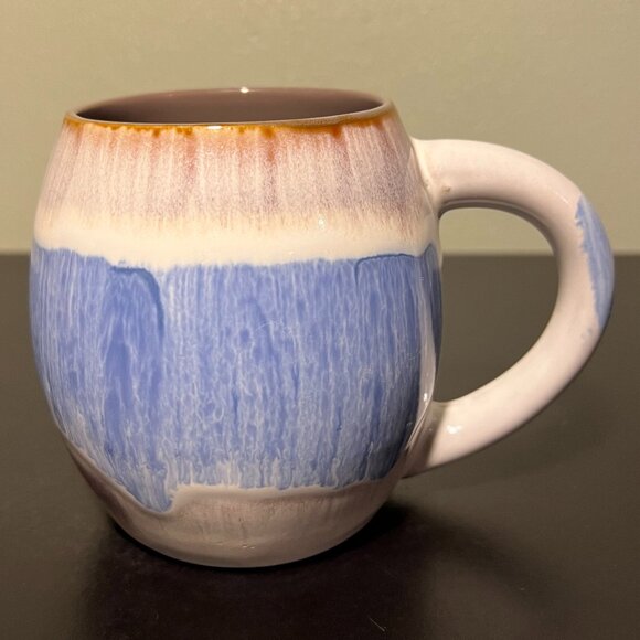 MY CAFE Handcrafted Barrel-Shaped Jumbo Drip Glaze Mug in Blue, Gray & White - Picture 10 of 16